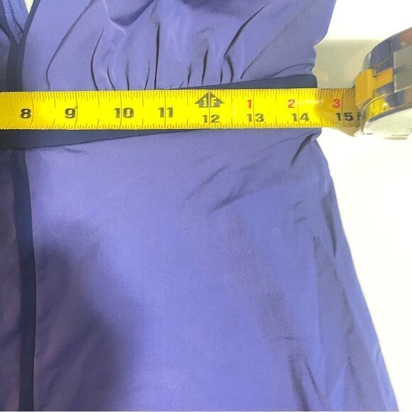 Spanx Azure Chic Trim Tankini Halter Top Swim Suit Shapewear Purple Size 12 - Picture 4 of 5